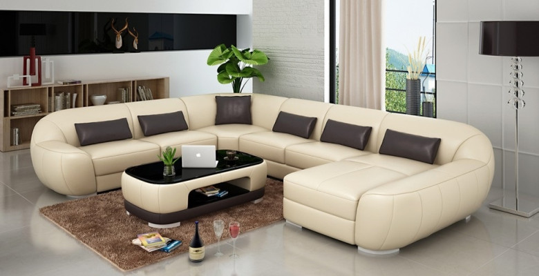 Modern leather sofa Corner sofa Living landscape Seat Upholstery Couch Suite Fellen