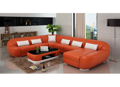Modern leather sofa Corner sofa Living landscape Seat Upholstery Couch Suite new FEO