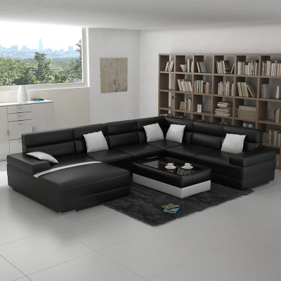 Leather sofa Couch Living landscape Corner sofa Corner Suite Design Modern Sofa U-shape USB