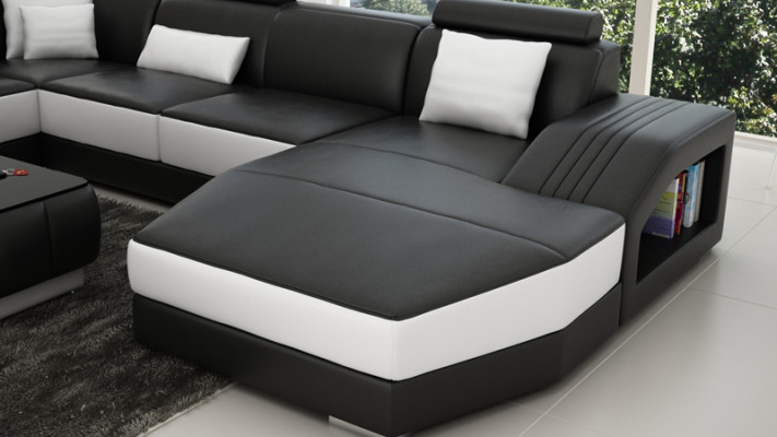 Corner suite Leather Sofa Living room Upholstered corner Seating sets Living landscape +USB