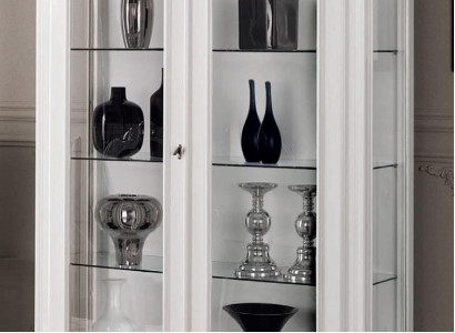 Display case White Glass Cabinet Design Classic Wardrobe Luxury Wood Furniture Showcases new
