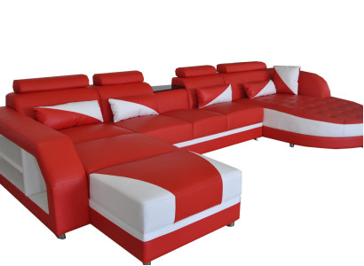 Sofa Corner sofa Design Upholstery Corner sofa Corner suite Living landscape Couch U-shape +USB