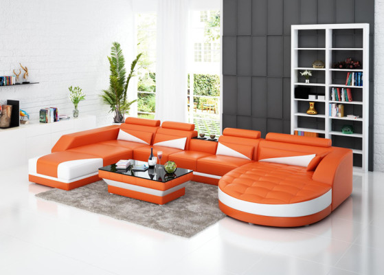 Sofa Corner sofa Design Upholstery Corner sofa Corner suite Living landscape Couch U-shape +USB