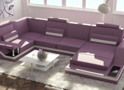 Living landscape Sofa with USB Upholstery Corner sofa Suite Textile Fabric Leather Sofas