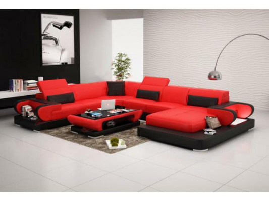 Leather sofa Upholstery Seat Couch Suite Corner sofa Sofa Couch Living landscape Detmold