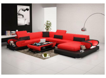 Leather sofa Upholstery Seat Couch Suite Corner sofa Sofa Couch Living landscape Detmold
