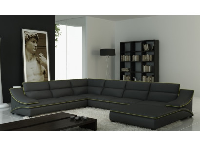 Corner sofa Leather sofa Upholstery Living landscape Couch Seat Corner Suite U-shape EltmannG