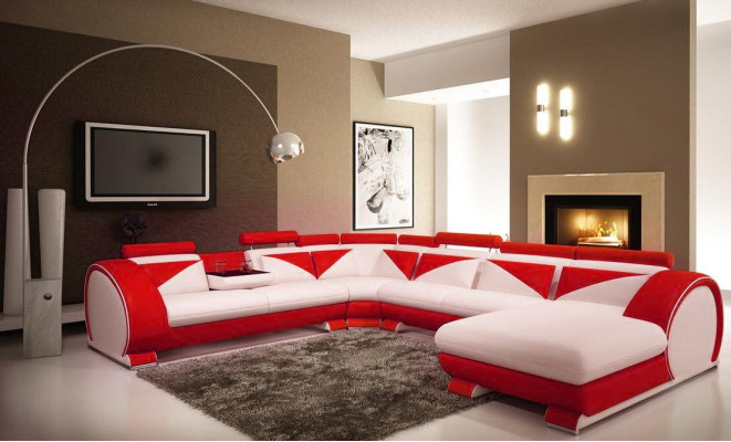Leather sofa with USB Leather sofa Big Sofa Corner sofa Leather XXL Living landscape U-shape