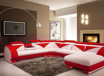 Leather sofa with USB Leather sofa Big Sofa Corner sofa Leather XXL Living landscape U-shape