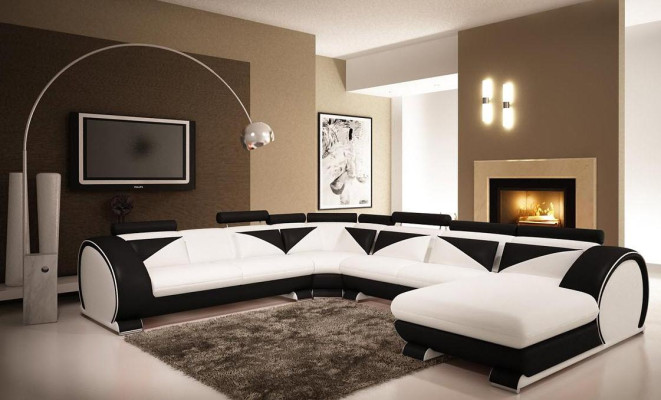 Leather sofa with USB Leather sofa Big Sofa Corner sofa Leather XXL Living landscape U-shape