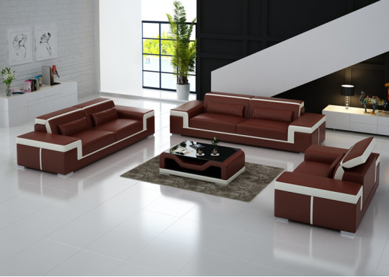 Complete Suite 3+2+1 + Couch Table Sofa Leather Seat Group Sofa set + USB