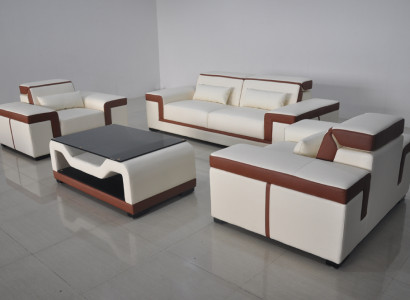 3+2+1 Sofa Couch Upholstery Leather Fabric Couches Sofas +Table Complete Suite new