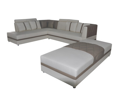 Corner Leather Modern XXL Couch Living landscape Leather Sofa Sofa L-shape A1128II+Stool