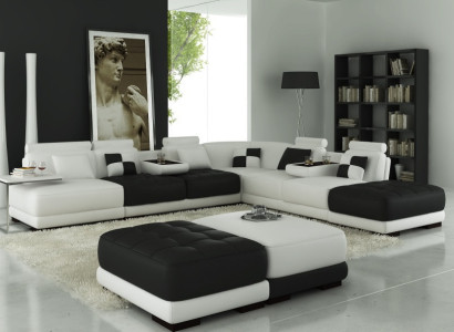 Leather sofa Couch Living landscape Corner sofa Corner Suite Design Modern Sofa new A1147