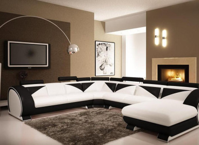 Living landscape Corner sofa Sofa Couch Upholstery Suite Leather sofa new Vigo U-shape Max