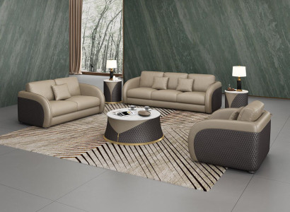 Suite Leather Designer Sofa Couch Upholstery 6pcs. Set Sets Coffee table