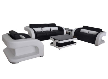 XXL Leather Living landscape Suite Design Modern Sofa set 3+2+1 F3002C+Table