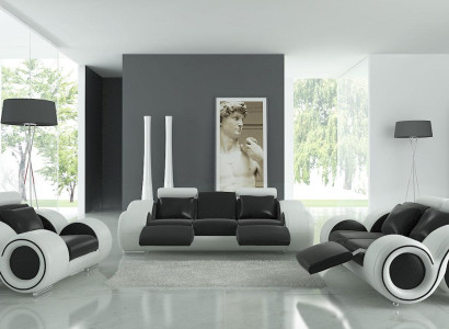 Leather sofa with USB Living landscape 3+2+1 Seater Suite Design Modern Sofa A1163D