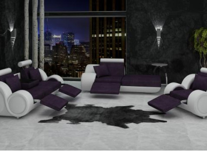 Sofa Suite Leather & Textile Fabric + USB, Sofa set 3+Chaise+1 ​​Living landscape