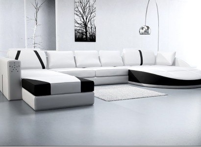 Leather sofa Couch Living landscape Corner sofa Corner Suite Design Modern Sofa A1122