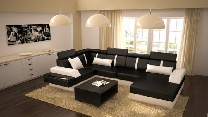 Designer Living landscape Corner sofa + USB Sofa Upholstery Suite Leather sofa Sofas new