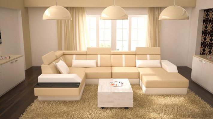 Designer Living landscape Corner sofa + USB Sofa Upholstery Suite Leather sofa Sofas new