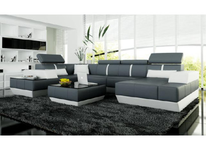 Leather sofa + USB,Living landscape Sofa Corner sofa Corner sofa Leather couch Poster Corner new