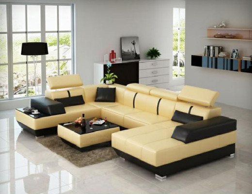 Leather sofa + USB sofa Corner sofa Corner sofa Leather couch Poster Corner new Living landscape