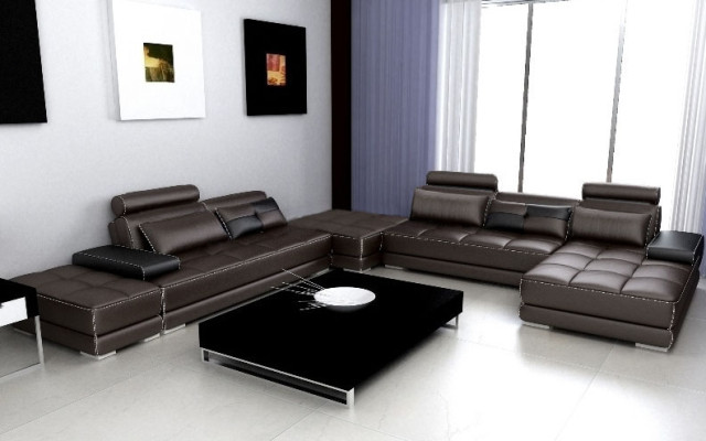 Leather sofa Couch Living landscape Corner sofa Corner Suite Design Modern Sofa + USB new