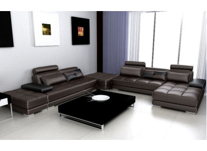 Leather sofa Couch Living landscape Corner sofa Corner Suite Design Modern Sofa + USB new