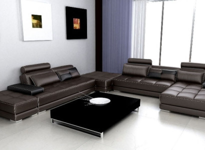 Leather sofa Couch Living landscape Corner sofa Corner Suite Design Modern Sofa + USB new