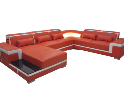 Design Corner Sofa + USB Upholstery Corner Leather Seat Couches Living landscape XXL U-shape