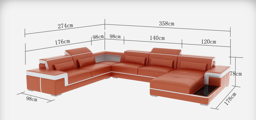 Modern seating area leather sofa Upholstery Corner suite Corner sofa Couch Living landscape +USB