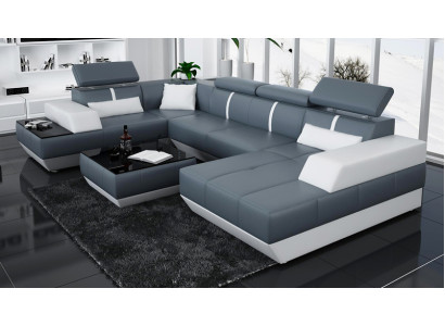 Modern seating area leather sofa Upholstery Corner sofa Sofa Couch Living landscape K5015 + USB