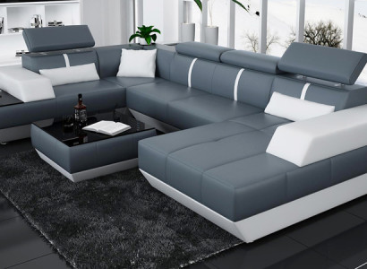 Modern seating area leather sofa Upholstery Corner sofa Sofa Couch Living landscape K5015 + USB