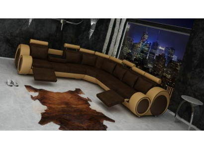 Textile SOFA +USB,DESIGNERSOFA Corner sofa Living landscape ECK new Suite Leather