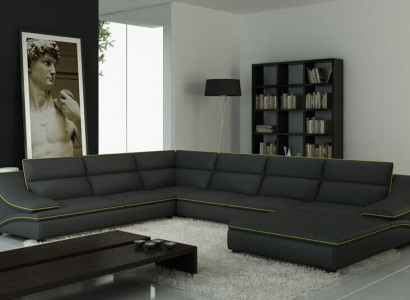 Leather sofa Couch Living landscape Corner sofa Corner Suite Design Modern Sofa
