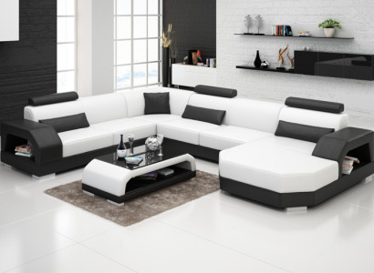 Leather sofa Couch Living landscape Corner sofa Corner Suite Design Modern Sofa G8001