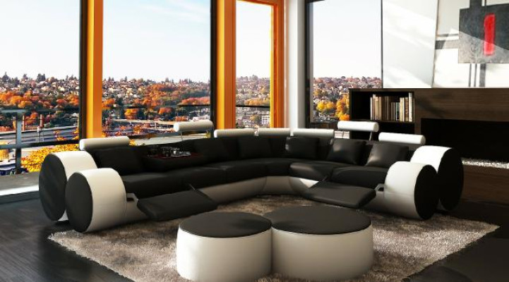 Designer leather sofa+USB Corner sofa Sofa Leather couch Sofa Living landscape Made In EU