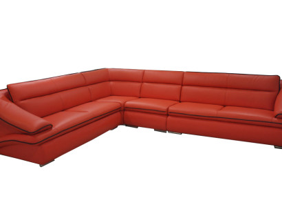 Design Leather Living landscape Corner Sofa Modern Couch Suite Corner Red USB + LED