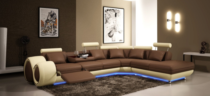 Leather sofa Couch Living landscape Corner sofa Corner Suite Design Modern Sofa A1163C
