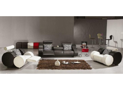 LEATHER SOFA with USB Leather Suite 3+2+1 Seater UPHOLSTERY SET DESIGNER SOFA new