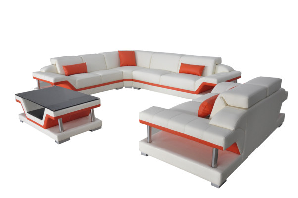 Corner sofa Sofa Corner suite Coffee table Complete Set Seat Upholstery Corner sofa Couch USB