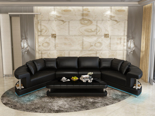 Living landscape Trapezoid Shaped Round Corner sofa Sofa Round Couch Upholstery U-shape + USB