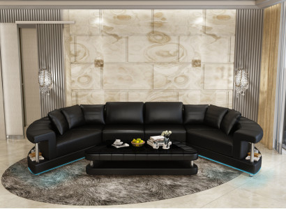 Living landscape Trapezoid Shaped Round Corner sofa Sofa Round Couch Upholstery U-shape + USB