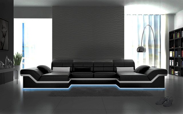xxl leather sofa with USB Corner sofa Living landscape Big Couch leather set Upholstery new