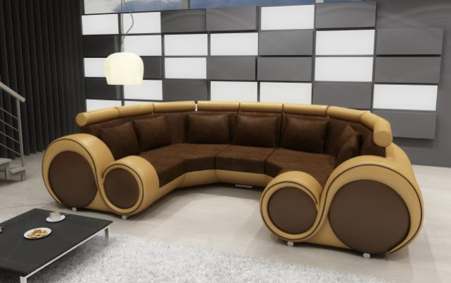 Living landscape designer sofa textile couch + USB microfiber upholstery set XXL