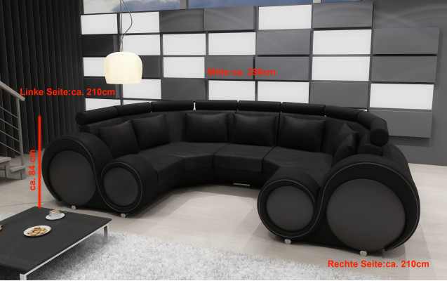 Living landscape designer sofa textile couch + USB microfiber upholstery set XXL