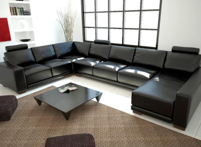 Leather sofa Couch Living landscape Corner sofa Eck Suite Design Modern A1121