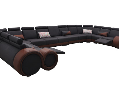 XXL Couch Big Corner sofa Leather Corner suite Corner Landscape Upholstery Living U-shape +USB